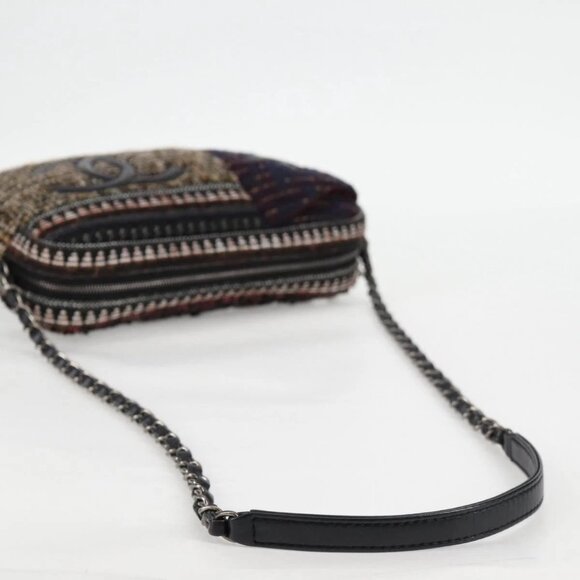 CHANEL Chain Shoulder Bag Tweed Black CC Auth - Picture 6 of 16